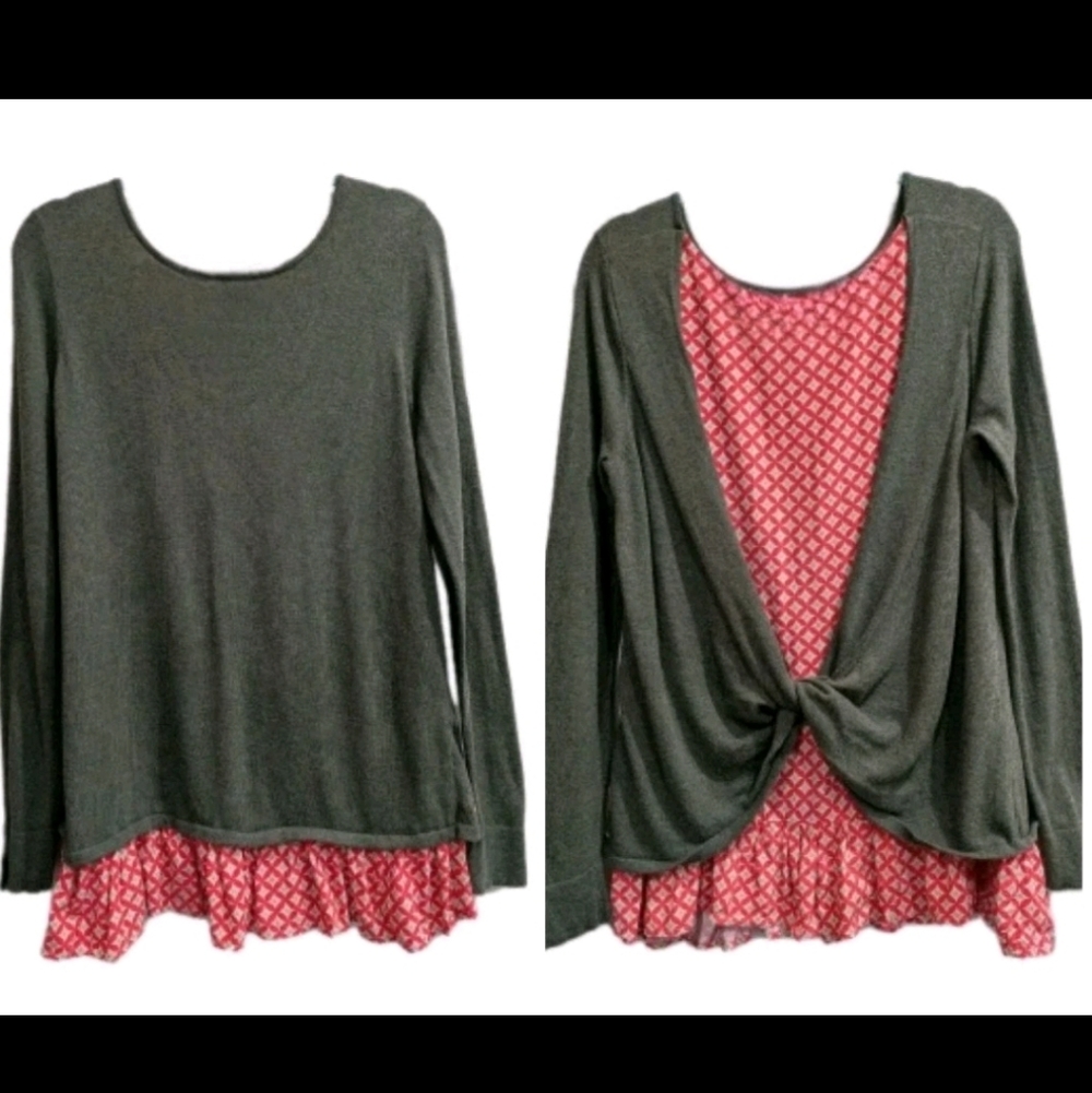 Matilda Jane My Miracle Twist Sweater Holiday Medium Layered‎ Ruffle Hem Festive